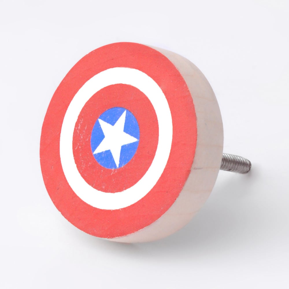 Handmade Pine Wood Captain America Shield Knob